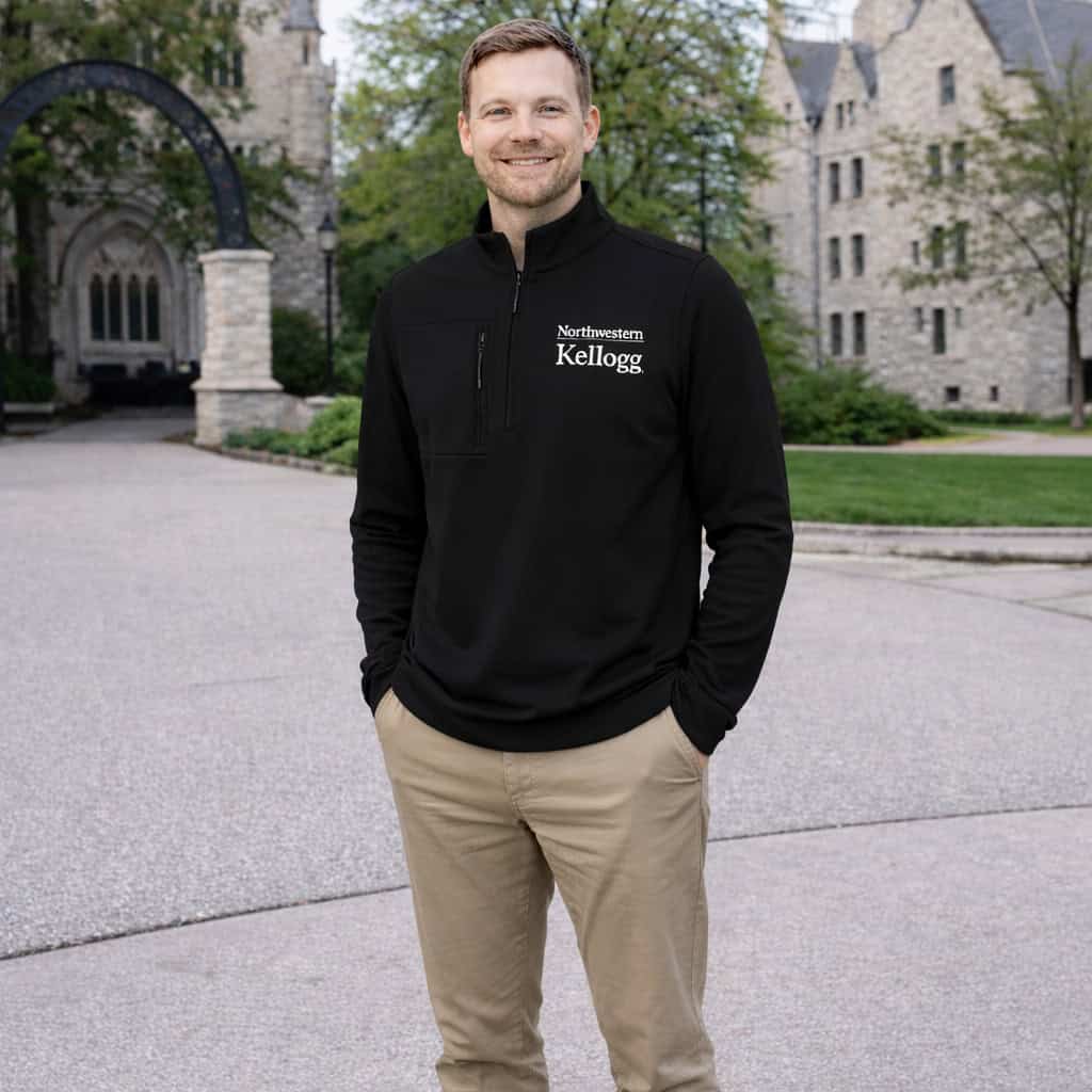 Northwestern I Kellogg Antigua Men's Black Insider 1/4 Zip Pullover