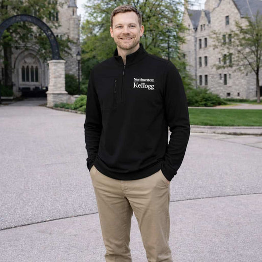 Northwestern I Kellogg Antigua Men's Black Insider 1/4 Zip Pullover