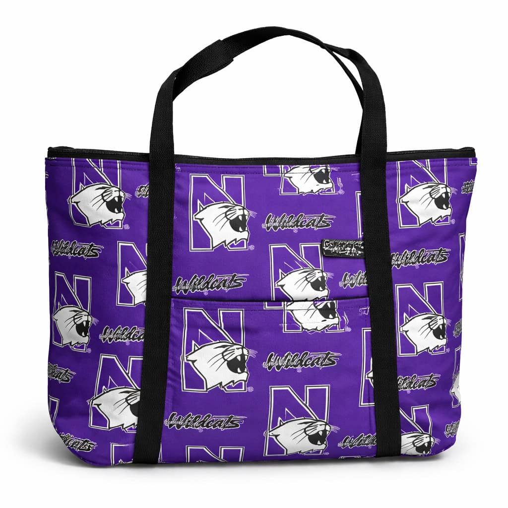Northwestern University Wildcats Purple all Over Design Tote Bag 17"WX10"HX4"D