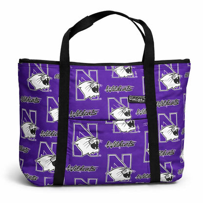 Northwestern University Wildcats Purple all Over Design Tote Bag 17"WX10"HX4"D