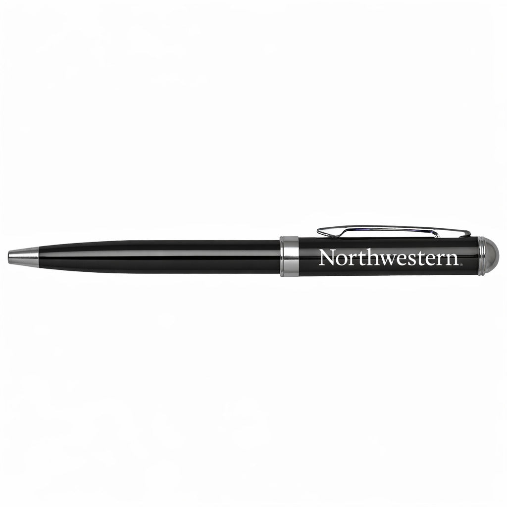 Northwestern University Wildcats Laser Engraved Black Click Action Gel Ink Pen