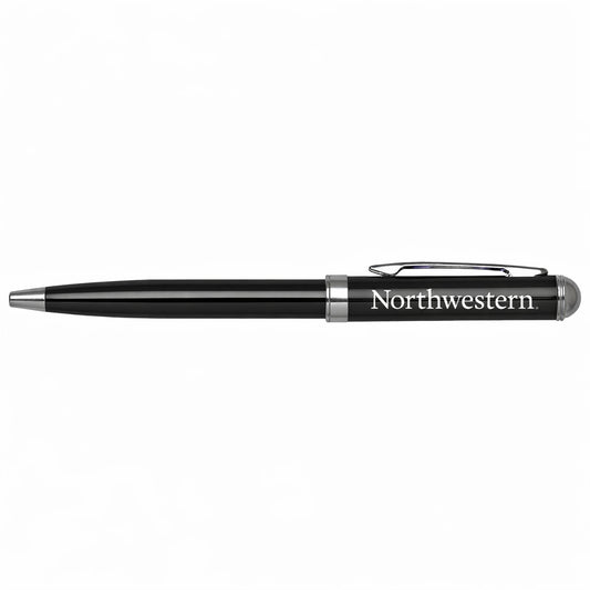 Northwestern University Wildcats Laser Engraved Black Click Action Gel Ink Pen
