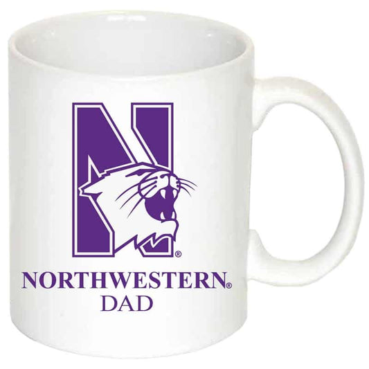 Northwestern University Wildcats 11 oz. White Ceramic Coffee Mug with DAD Design