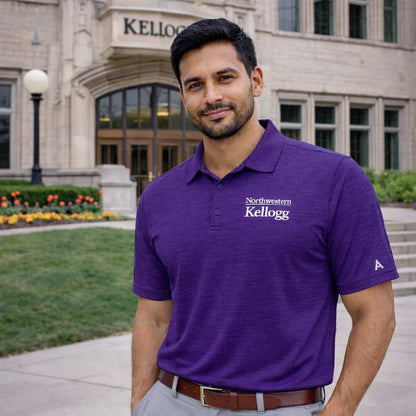 Northwestern I Kellogg Antigua Men's Layout Purple Heather Polo Shirt