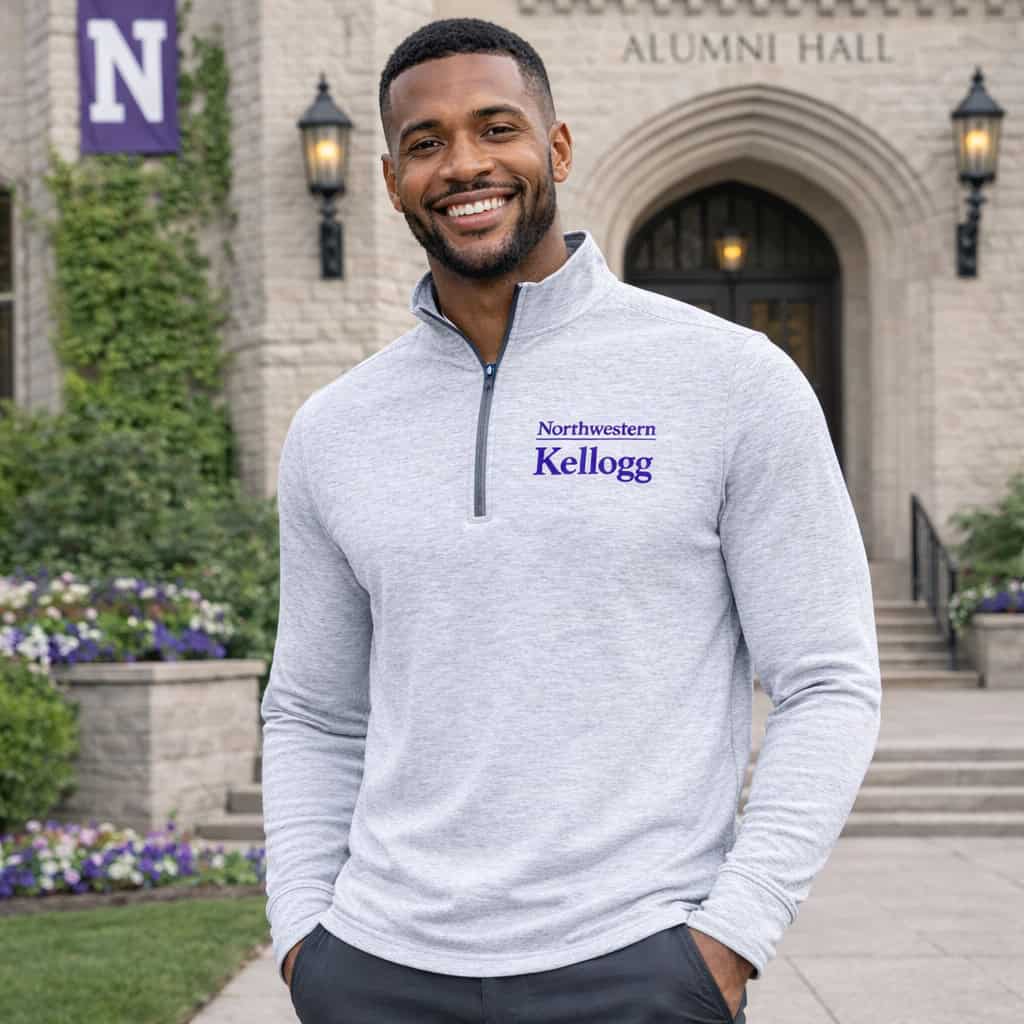 Northwestern I Kellogg Men's Antigua Grey/White Cause 1/4 Zip Pullover
