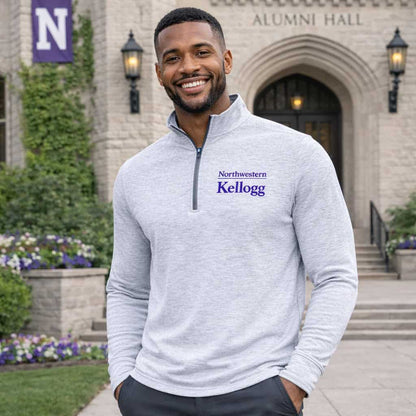 Northwestern I Kellogg Men's Antigua Grey/White Cause 1/4 Zip Pullover