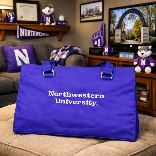 Northwestern University Wildcats  Zippered Tote Bag with Embroidered Design