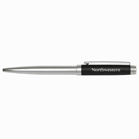 Northwestern University Wildcats Laser Engraved Slim Chrome & Black Ballpoint Pen