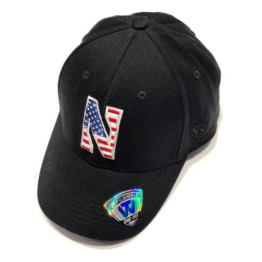 Northwestern University Wildcats Constructed Black Hat With US Flag Inspired Stars & Stripes Stylized N Design