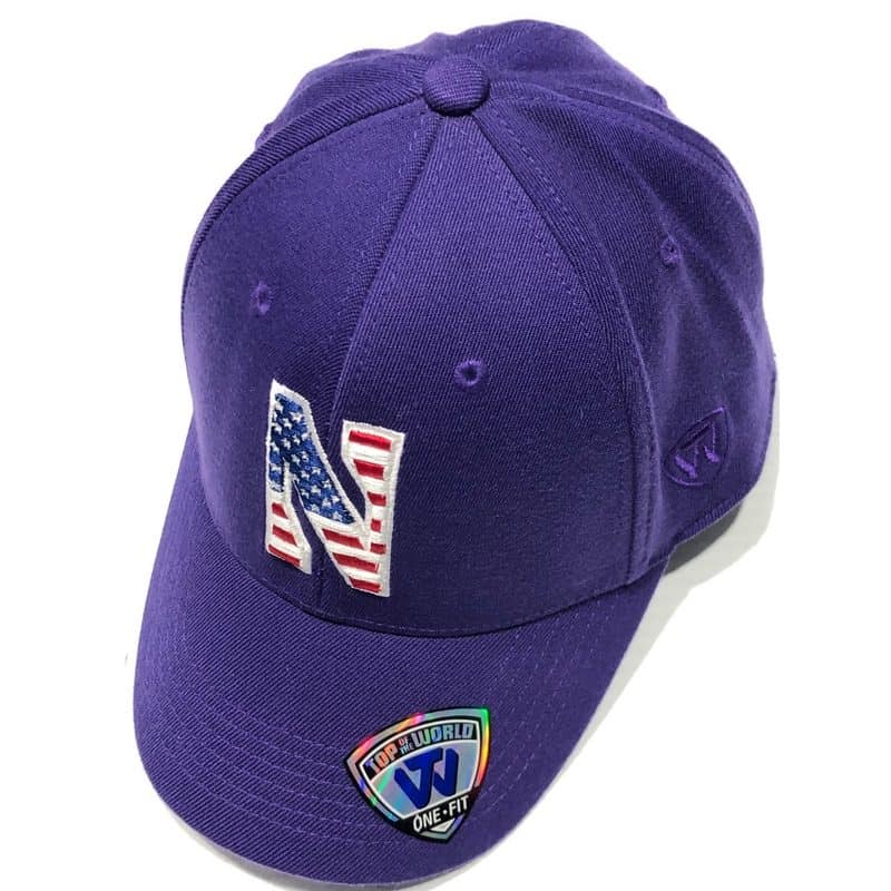 Northwestern University Wildcats Constructed Purple Hat With US Flag Inspired Stars & Stripes Stylized N Design