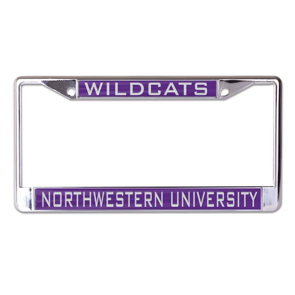 Northwestern University Wildcats Chrome License Plate Frame with Laser Cut Acrylic Purple Wildcats & Northwestern University Insert