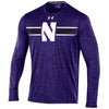 Northwestern University Wildcats Men's Under Armour Sideline Purple Microthread Long Sleeve Sleeve Tee