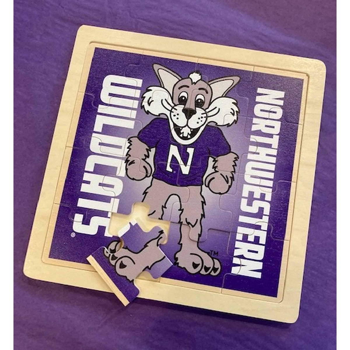 Northwestern University Wildcats Willie The Wildcat Wood Jigsaw Puzzle