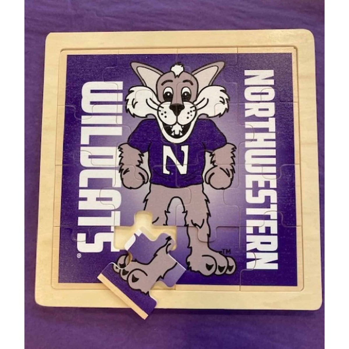 Northwestern University Wildcats Willie The Wildcat Wood Jigsaw Puzzle-2