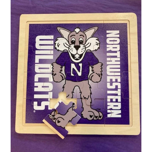 Northwestern University Wildcats Willie The Wildcat Wood Jigsaw Puzzle-2