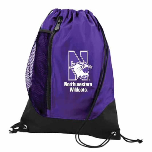 Northwestern University Wildcats Augusta Sportswear Purple Tres Draw String Back Pack with N-Cat Design