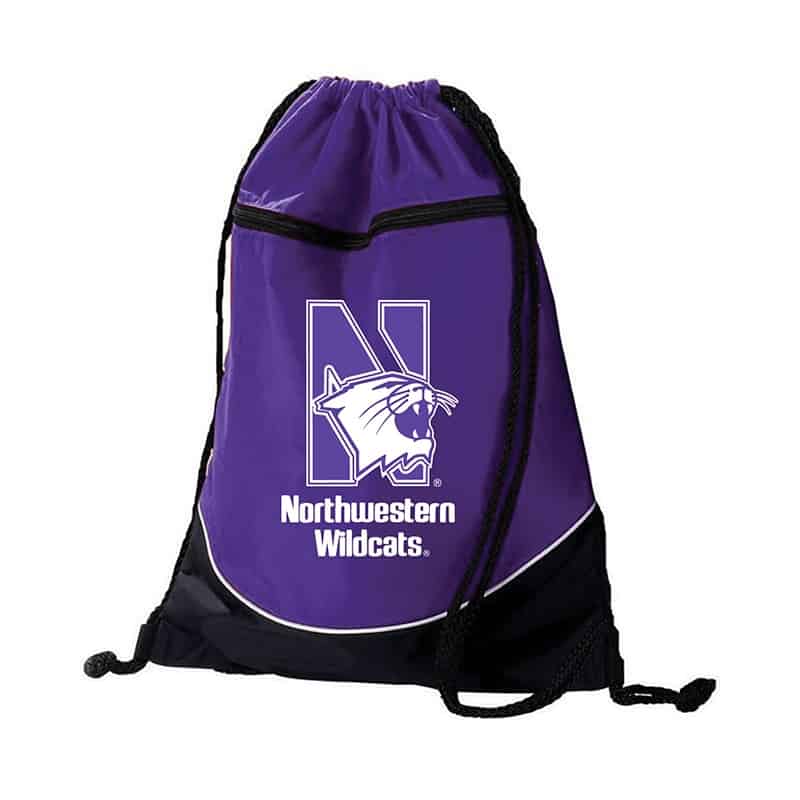 Northwestern University Wildcats Augusta Sportswear Purple Tri-Color Draw String Back Pack with N-Cat Design