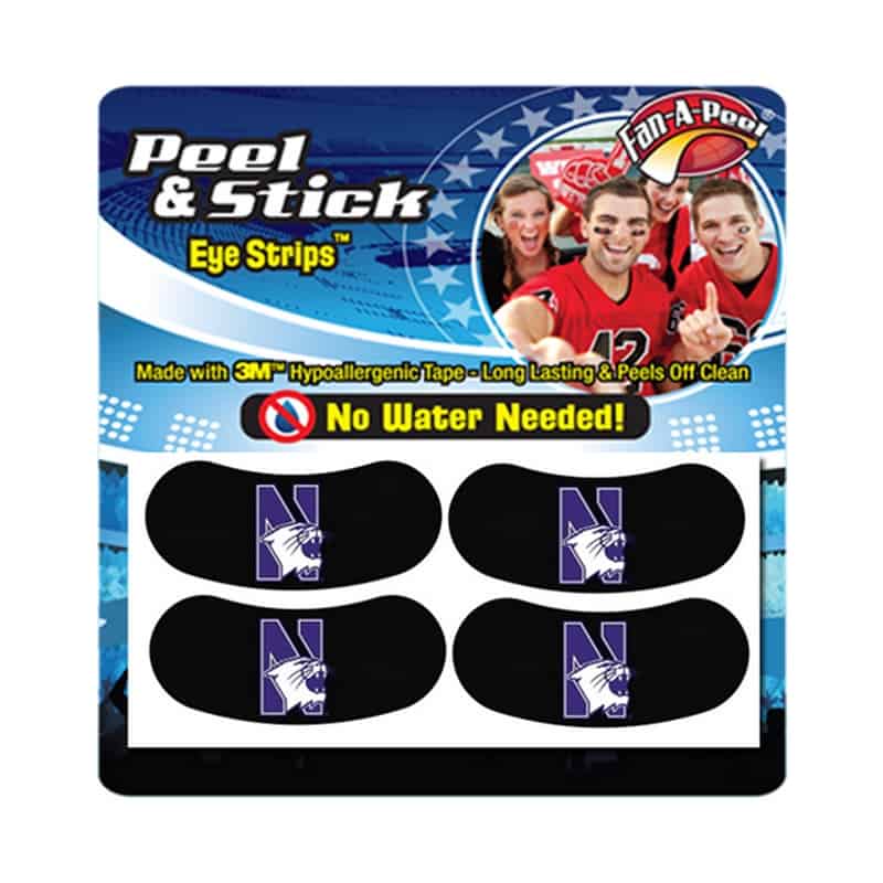 Northwestern Wildcats Waterless Peel & Stick Black Eye Strips with N-Cat Logo