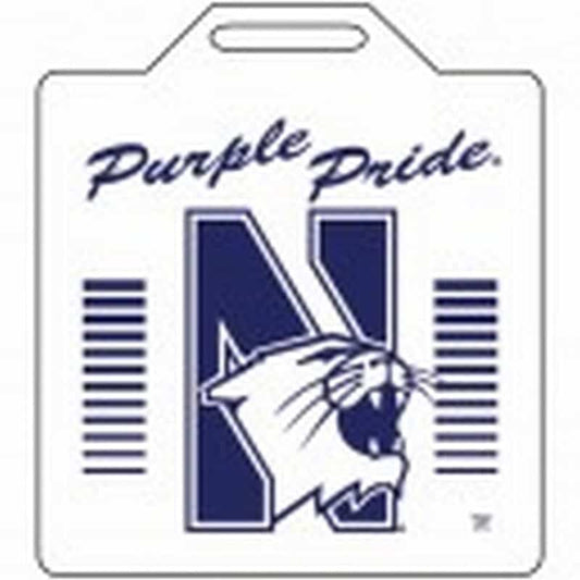 Northwestern University Wildcats White Stadium Seat Cushion with Purple Pride N-Cat Design 14"X14"X2"