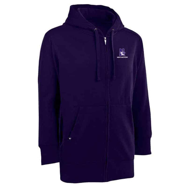 Northwestern Widcats Antigua Purple Men's Full Zip Hooded Sweatshirt   Signature Full Zip 100305