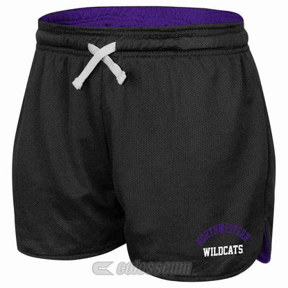 Northwestern Wildcats Colosseum Women's Black Twist Mesh Short