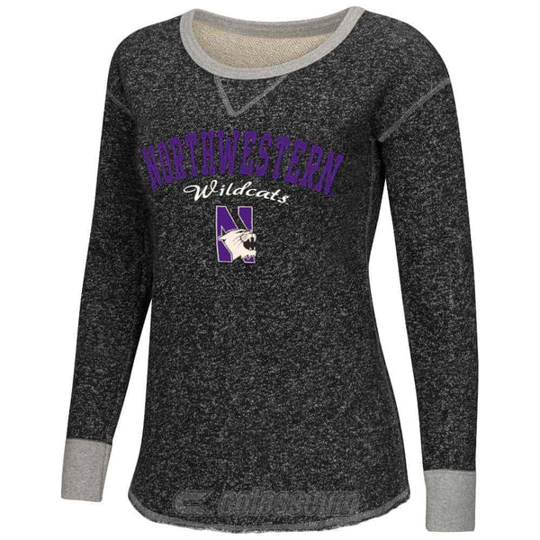 Northwestern Wildcats Colosseum Women's Heather Charcoal Sundance Boat-Neck Pullover