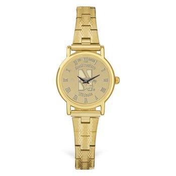 Northwestern Wildcats Mascot Design Gold Medallion Ladies Wristwatch