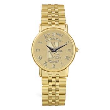 Northwestern Wildcats Mascot Design Gold Medallion Mens Wristwatch