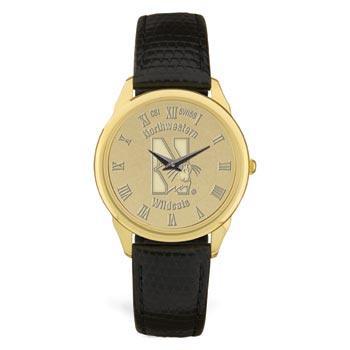 Northwestern Wildcats Mascot Design Gold Medallion Mens Wristwatch