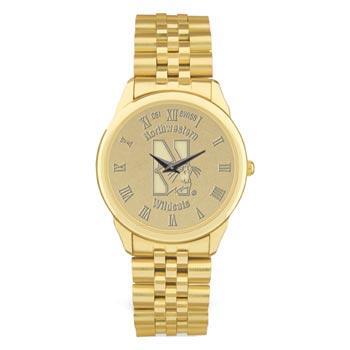 Northwestern Wildcats Mascot Design Gold Medallion Mens Wristwatch