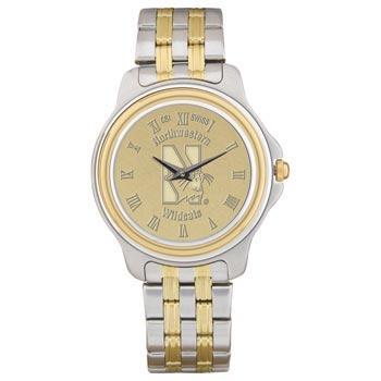 Northwestern Wildcats Mascot Design Gold Medallion Mens Wristwatch