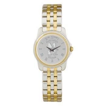 Northwestern Wildcats Mascot Design Silver Medallion Ladies Wristwatch
