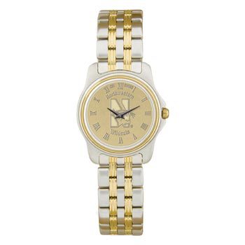 Northwestern Wildcats Mascot Design Gold Medallion Ladies Wristwatch