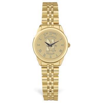 Northwestern Wildcats Mascot Design Gold Medallion Ladies Wristwatch