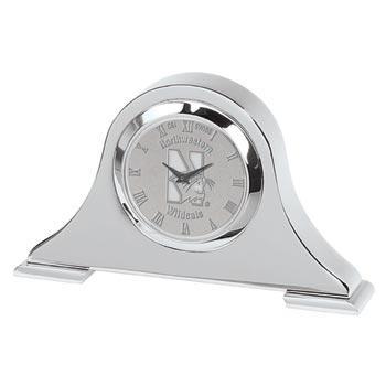 Northwestern Wildcats Mascot Design Silver Medallion Napoleon Desk Clock