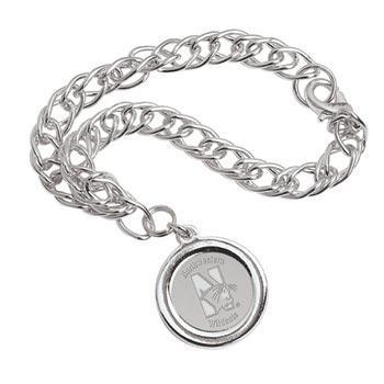 Northwestern Wildcats Mascot Design Silver Medallion Charm Bracelet