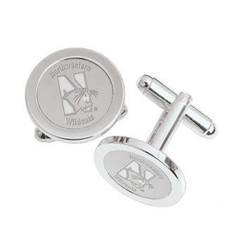 Northwestern Wildcats Mascot Design Silver Medallion Cufflinks