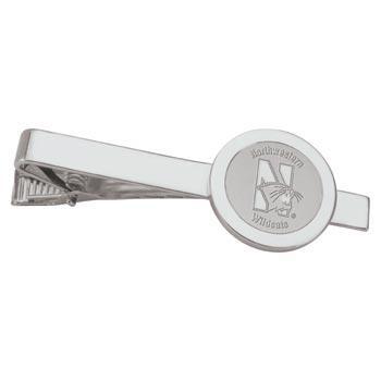 Northwestern Wildcats Mascot Design Silver Medallion Tie Bar