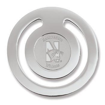 Northwestern Wildcats Mascot Design Silver Medallion Bookmark