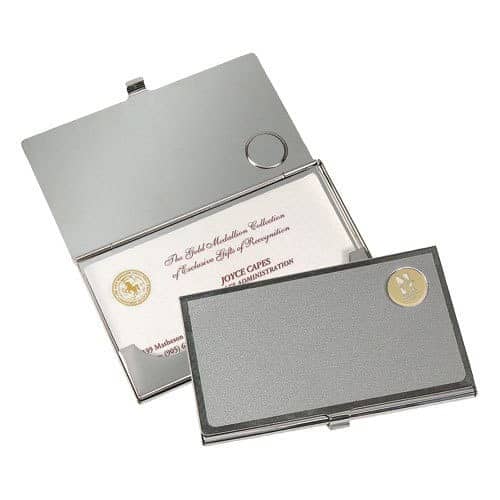Northwestern University Wildcats Mascot Design Gold Medallion Business Card Case