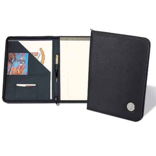 Northwestern Wildcats Mascot Design Silver Medallion Simulated Leather Zippered Portfolio