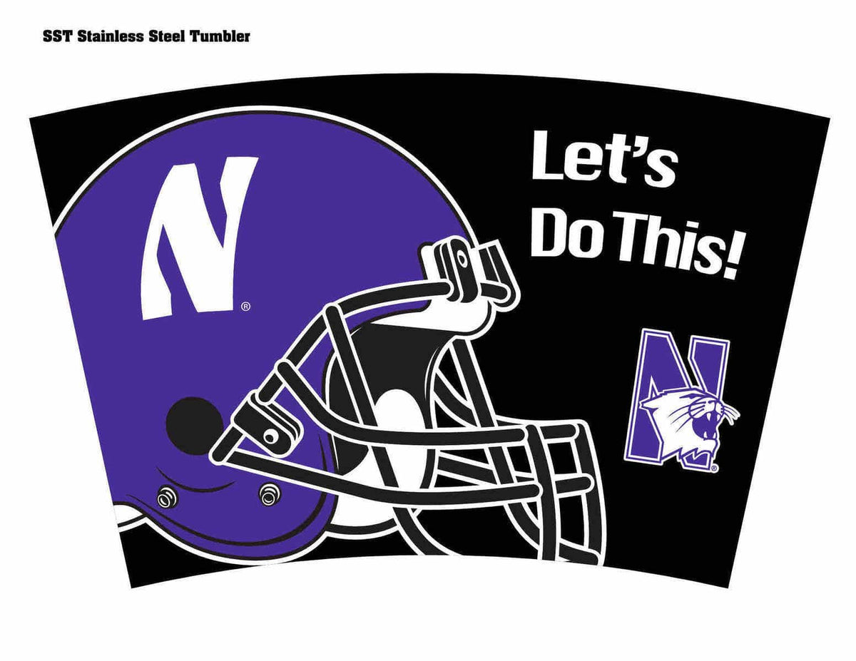 Northwestern Wildcats 16 oz Stainless Steel Travel Mug with Football Design