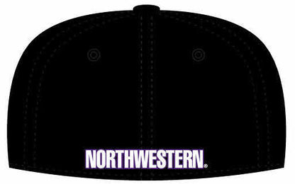 Northwestern Wildcats Black Fitted Hat with Stylized N-Cat Design