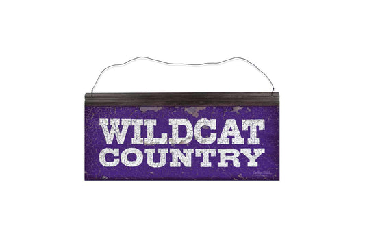 Northwestern Wildcats Rectangular Vintage Tin Sign with "Wildcat Country" Design
