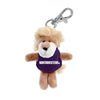 Northwestern University Wildcats Plush Keychain of a Lion Wearing a Purple Northwestern Tee Shirt