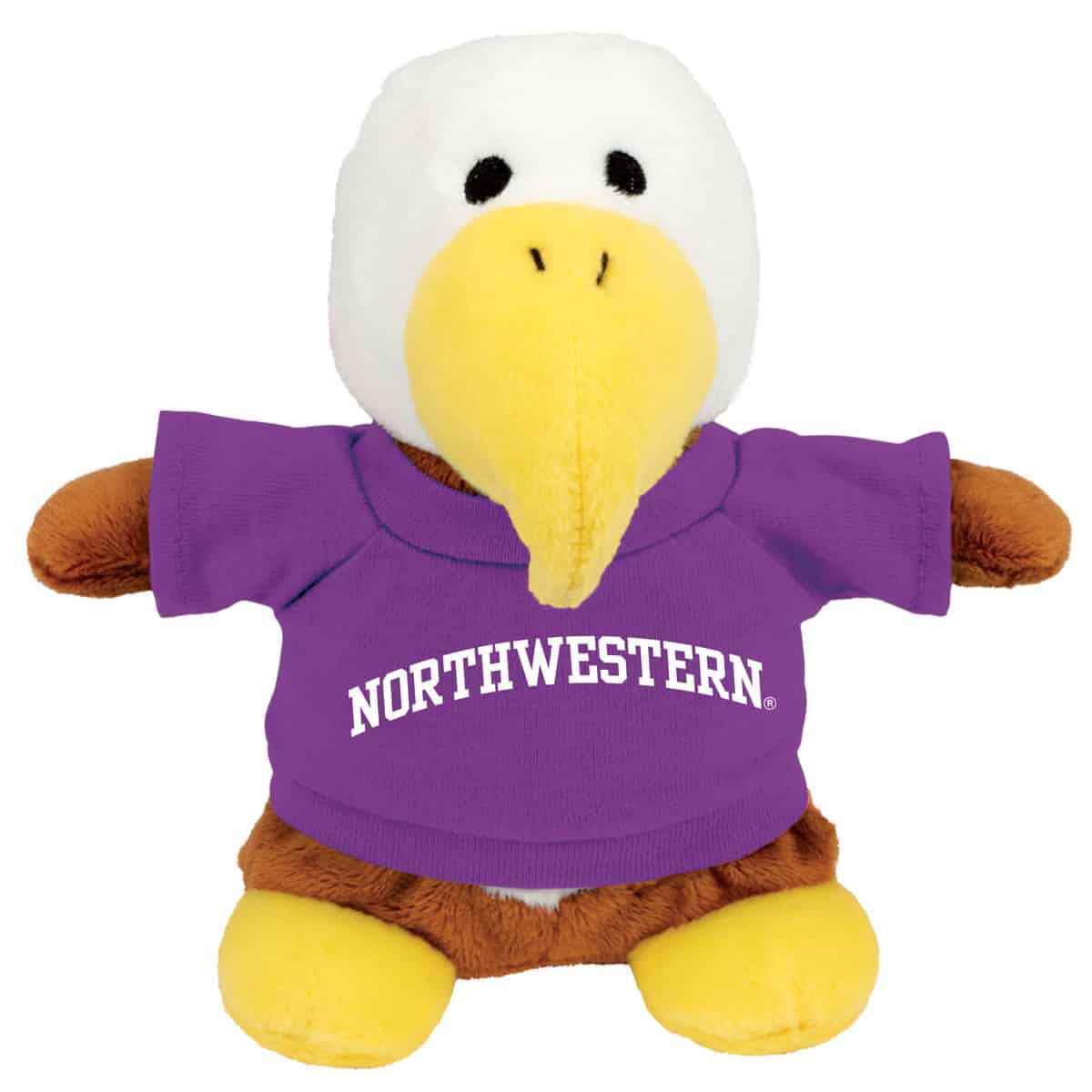 Northwestern Wildcats Bean Bag Buddy Eagle Wearing a Purple Northwestern Tee Shirt