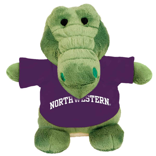 Northwestern Wildcats Bean Bag Buddy Gator Wearing a Purple Northwestern Tee Shirt