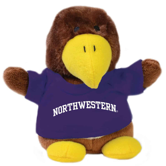 Northwestern Wildcats Bean Bag Buddy Hawk Wearing a Purple Northwestern Tee Shirt