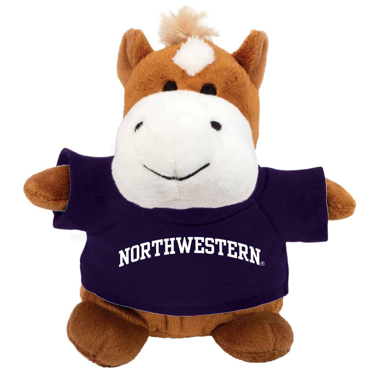 Northwestern Wildcats Bean Bag Buddy Horse Wearing a Purple Northwestern Tee Shirt