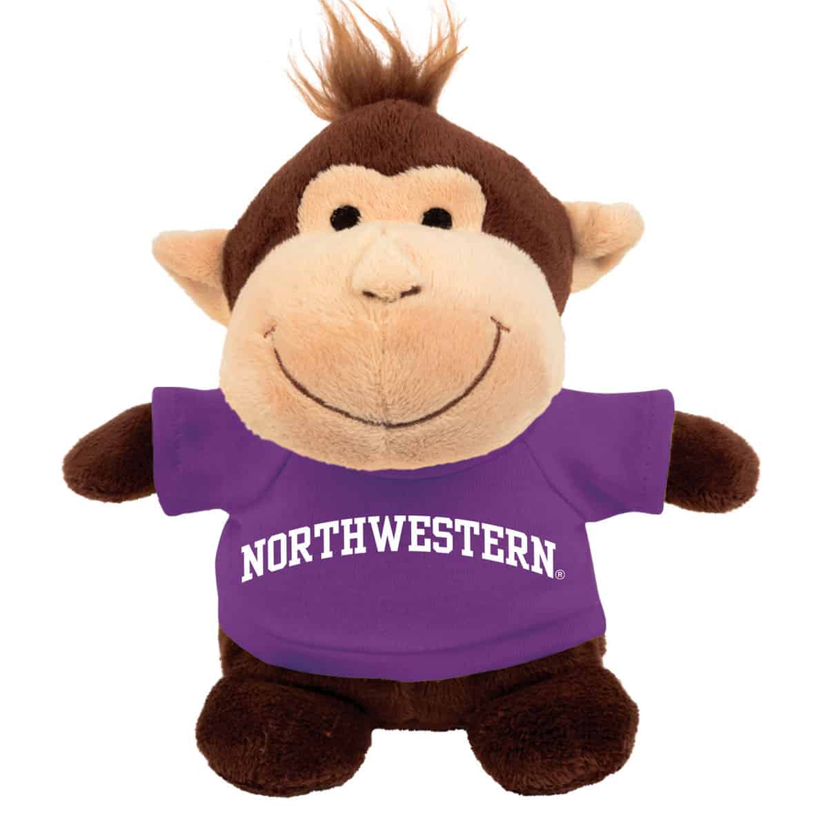 Northwestern Wildcats Bean Bag Buddy Monkey Wearing a Purple Northwestern Tee Shirt